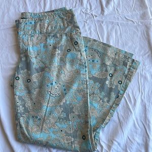 3B pasley floral teal pants